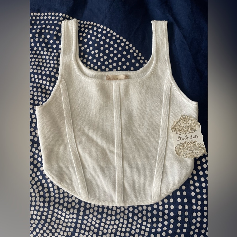NWT Altar’d State White Corset Crop Top Women Size Small